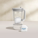 De l'eau filtre Carafe en verre en gris sur fond beige